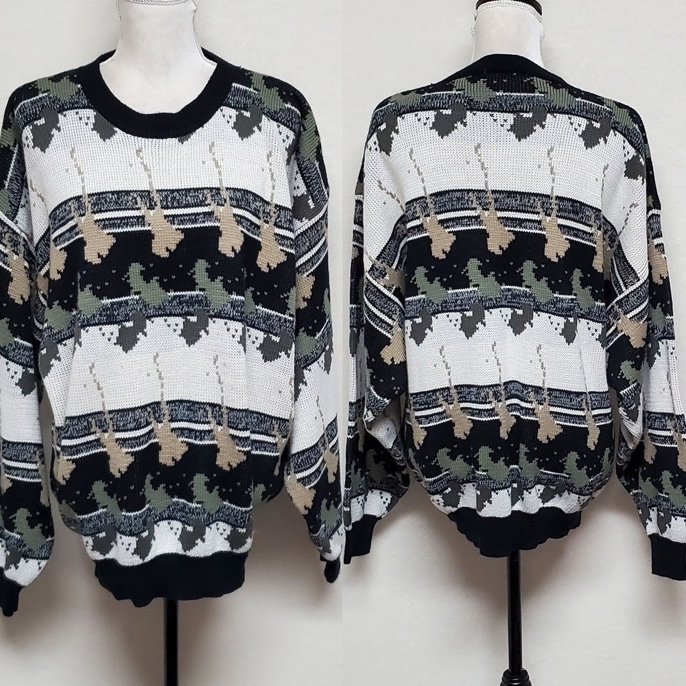 𝅺VINTAGE Generra Collection Electric Guitar Punk Rock Oversized Sweater Large